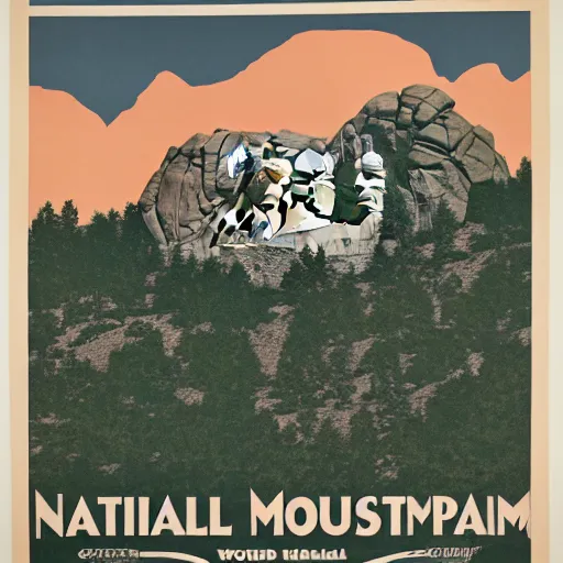 Image similar to 1 9 4 0 s national park poster of mt. rushmore