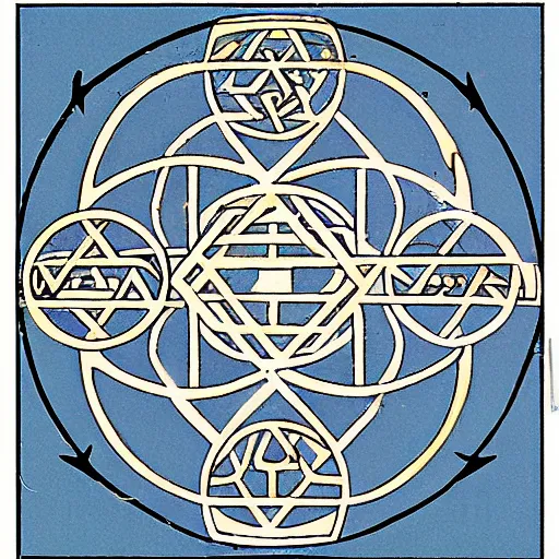 Image similar to kabbalah geometry diagram, circles and lines, sephirot