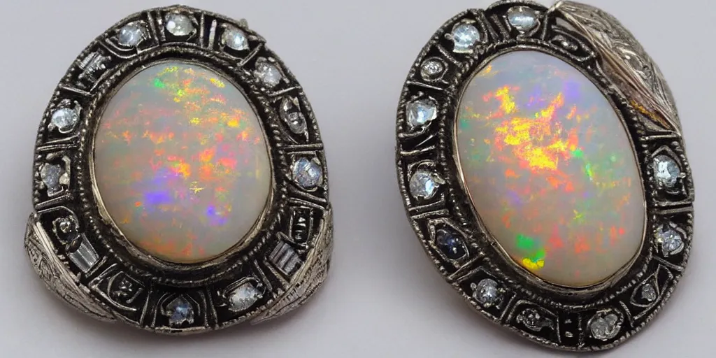 Image similar to jewelry engraved in scarab, opal diamond, art noveau, art deco