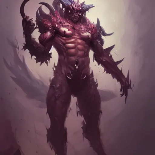 Image similar to concept art of league of legends character demon from hell, greg rutkowski, trending on artstation, highly detailed