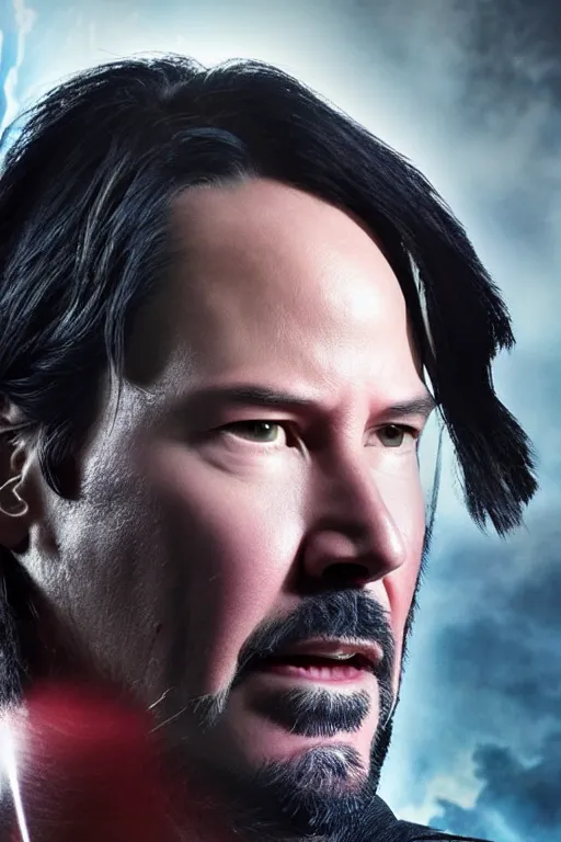 Prompt: Keanu Reeves as Thanos, detailed face, good lighting, promo shoot, studio lighting