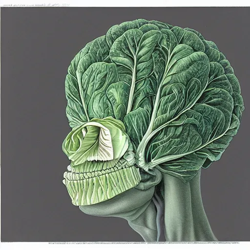 Image similar to the anatomy of a head of lettuce, an ultrafine detailed painting by james jean, hd 2 d, behance contest winner, vanitas, angular, altermodern