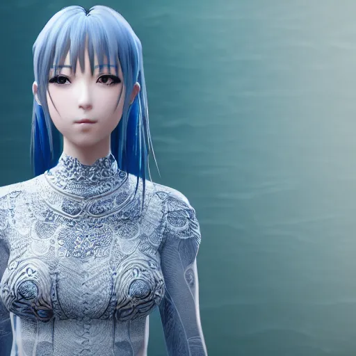 Image similar to rimuru looking into the camera, beautiful face, ultra realistic, fully clothed, intricate details, highly detailed, 8 k, photorealistic, octane render, unreal engine, photorealistic, portrait