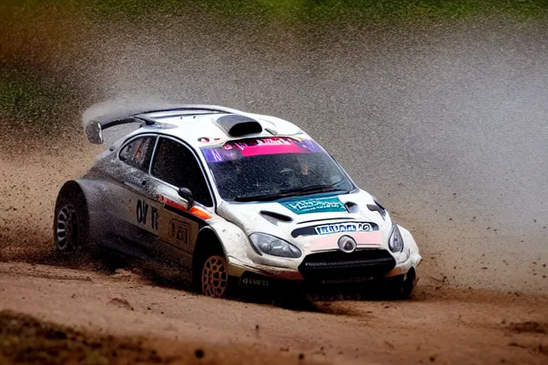 Image similar to !!!!F1!!!! rally car driving on off-road. High speed photography, motion blur, photograph, midday, muted colors, motion blur, mist