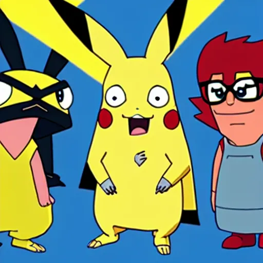 Image similar to epic movie poster summer blockbuster pikachu stars in bobs burgers