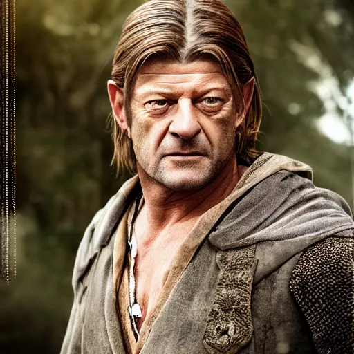 Image similar to sean bean 200 years after wearing the ring of power from the lord of the rings: return of the king, photorealism, award winning, taken by canon 5d mk4, hollywood, photograph