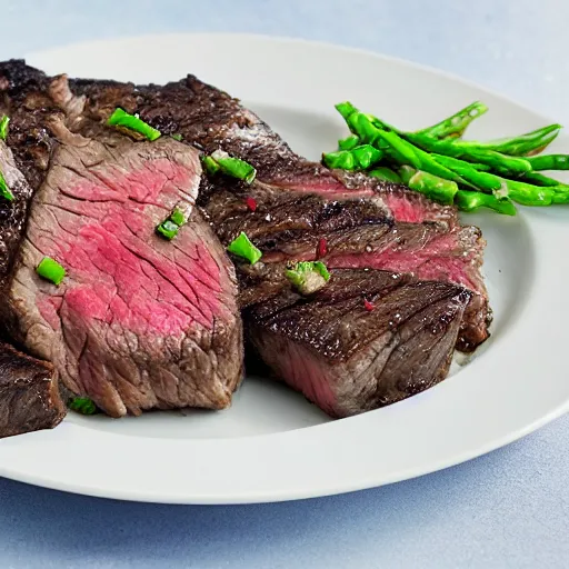 Prompt: cookbook photo of steak swarming with flies