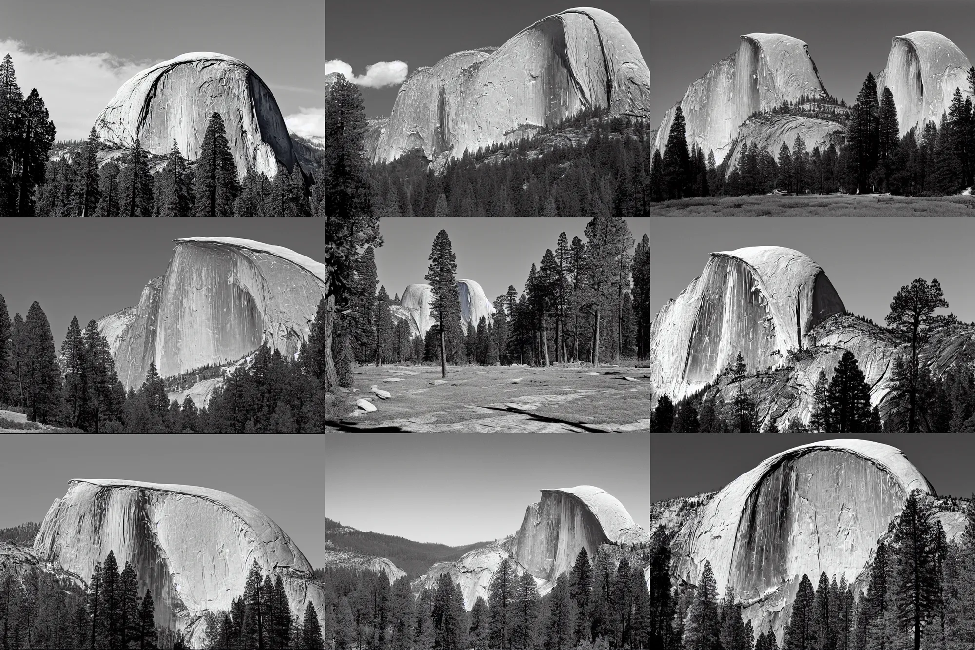 Prompt: photo of half dome by ansel adams