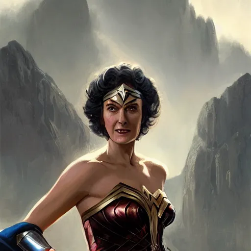 Image similar to portrait of Bea Arthur as Wonder Woman, art by greg rutkowski, matte painting, trending on artstation