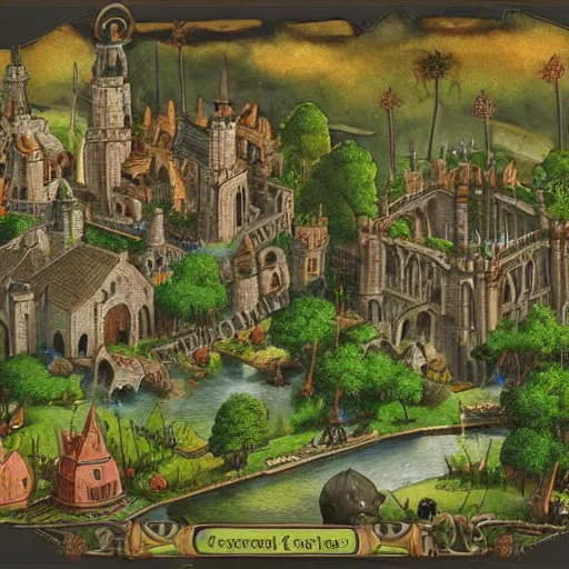 Prompt: medieval jungle city