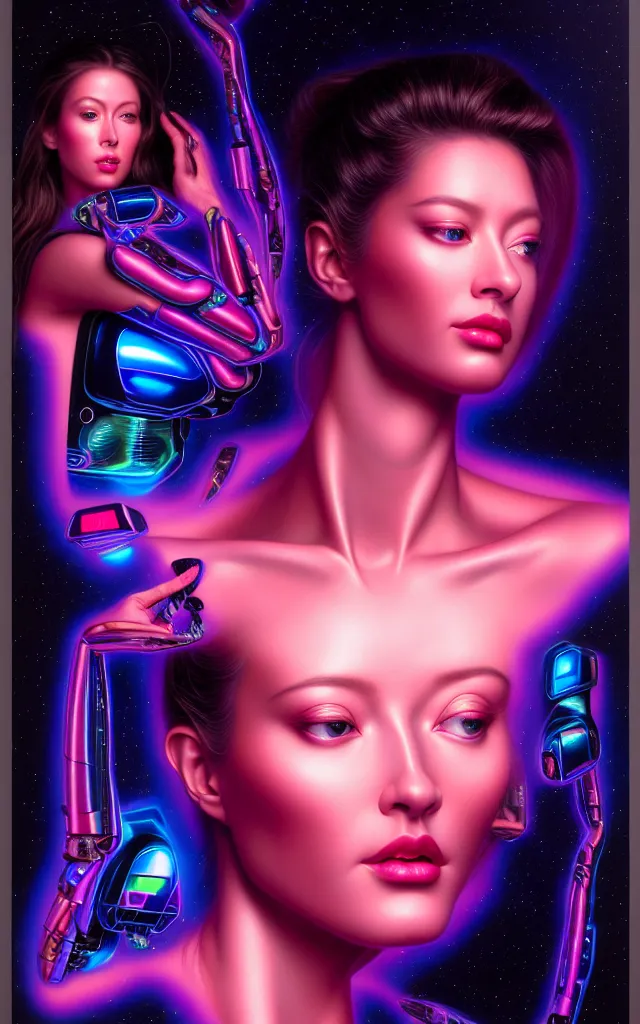 Image similar to beauty woman in holograms of alien artifacts, electrical case display, total recall tech, , ultrarealistic, dramatic lighting, electrical details, high details, 4k, 8k, best, accurate, trending on artstation, artstation, photorealism, ultrarealistic, digital painting, style of Tristan Eaton Stanley Artgerm and Hajime Sorayama, Caravaggio, Boris Vallejo