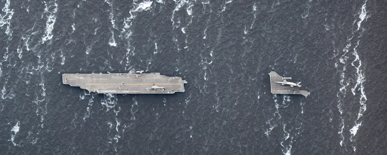Prompt: low level cinematic aerial shot of abandoned aircraft carrier in the middle of black sand beach in iceland