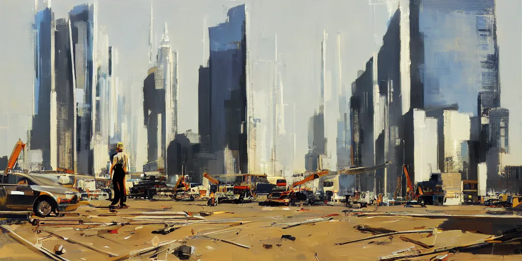 Prompt: construction, futuristic, scifi. by ben aronson