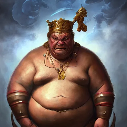 Prompt: fantasy portrait, portly elephantine man, wearing loincloth, holding holy symbol, rpg game, main character, detailed, digital painting, artstation, sharp focus, illustration, tomasz alen kopera, peter mohrbacher, donato giancola, joseph christian leyendecker, wlop, frank frazetta