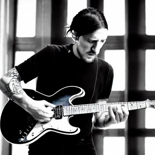 Prompt: john frusciante playing guitar under the bridge