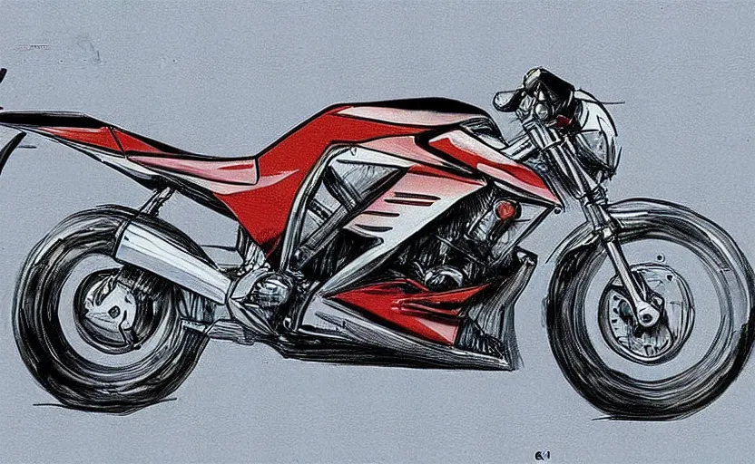 Image similar to 1 9 9 0 s suzuki streetfighter motorcycle concept, sketch, art,