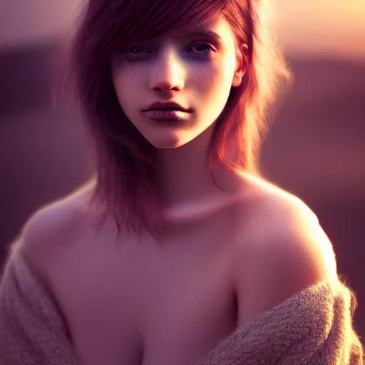 Image similar to photographic portrait of a stunningly beautiful emo female in soft dreamy light at sunset, contemporary fashion shoot, by edward robert hughes, annie leibovitz and steve mccurry, david lazar, jimmy nelsson, breathtaking, 8 k resolution, extremely detailed, beautiful, establishing shot, artistic, hyperrealistic, beautiful face, octane render