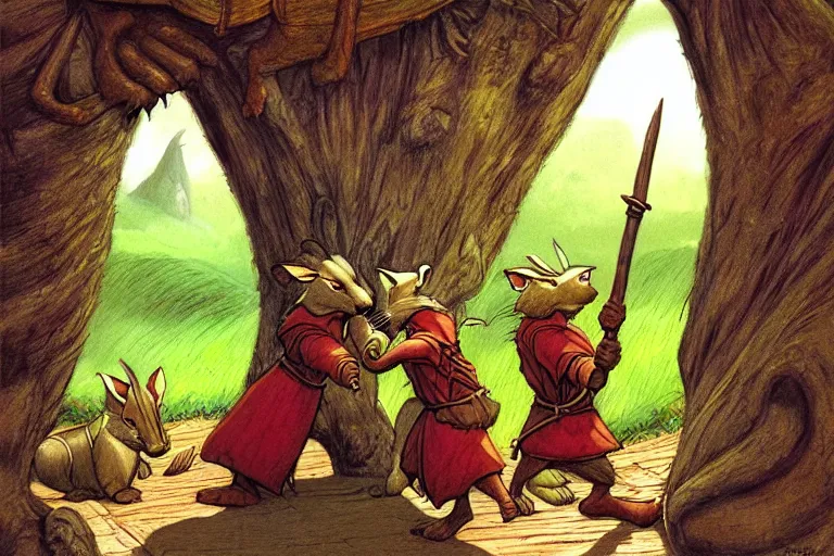 Image similar to a scene from redwall by brian jacques, detailed, fantasy concept art