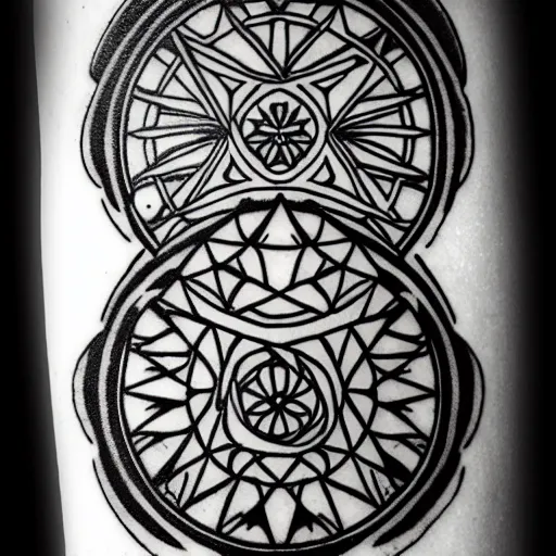 Prompt: tattoo stencil of sacred geometry, artesobscurae, instagram, pinterest, very detailed, thick