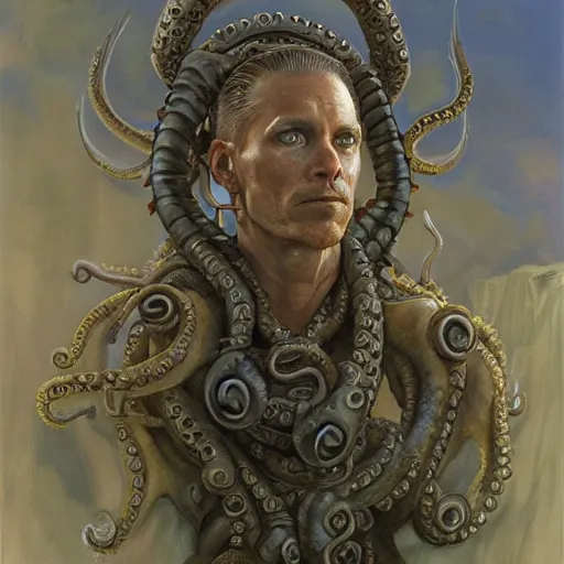 Prompt: portrait of a warrior with tentacles, by donato giancola.