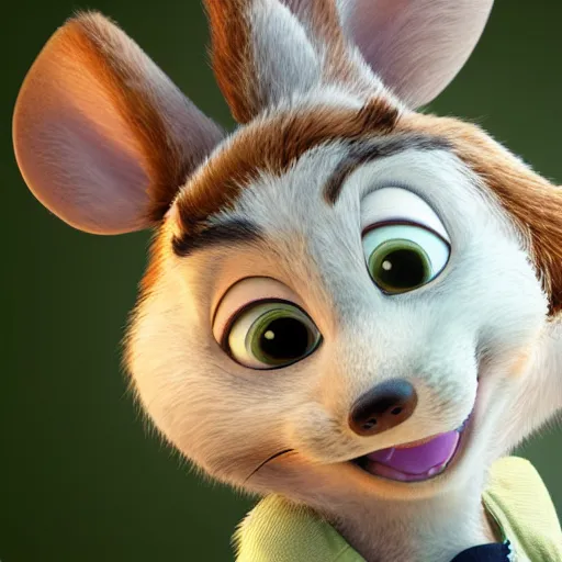 Image similar to 3 d render, portrait, anthropomorphic mouse, female, in a maxi white dress, in the style of zootopia, closeup, artstation, headshot