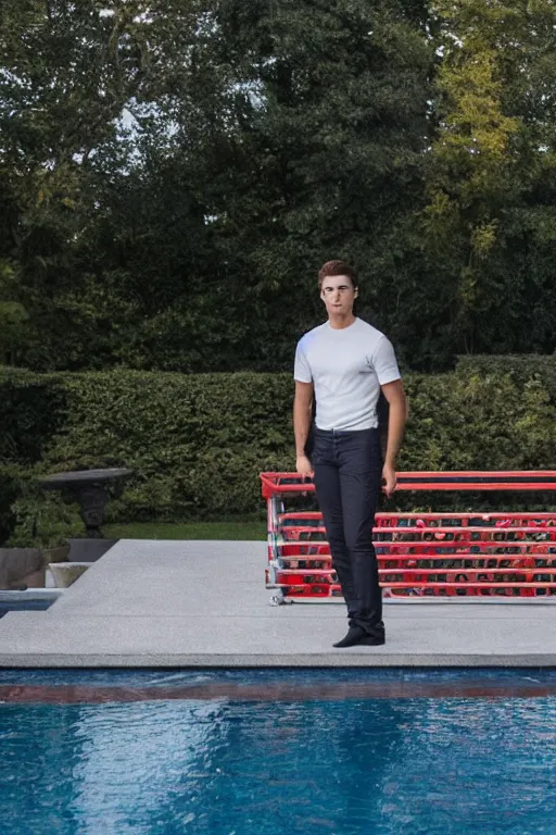 Image similar to gavin casalegno standing on the diving board, red weapon 8 k s 3 5, cooke anamorphic / i lenses, highly detailed, cinematic lighting