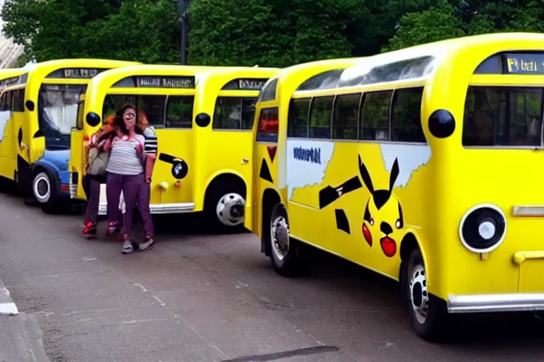 Image similar to a bus full of pikachu