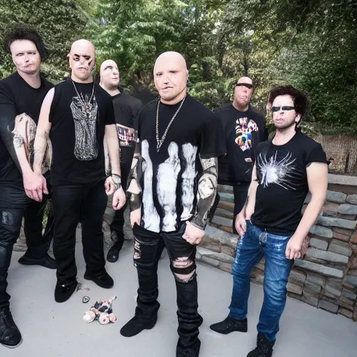 Image similar to the band disturbed playing a concert at a kids birthday party