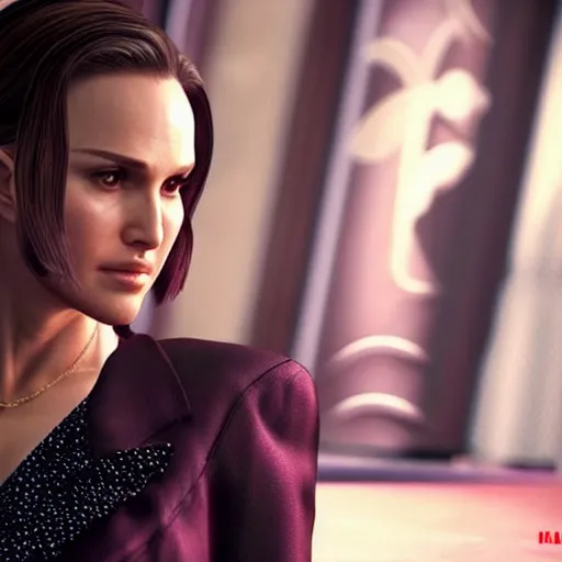 Image similar to natalie portman in yakuza 0, character render, full body shot, highly detailed, in game render