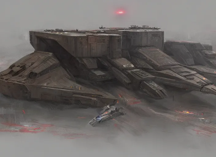 Image similar to concept art of big brutalist base, star wars, oil painting by jama jurabaev, extremely detailed, brush hard, artstation, for aaa game, high quality, brush stroke