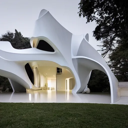 Image similar to house designed by zaha hadid