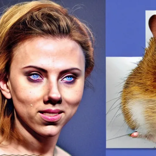 Image similar to hamster hybrid with the face of scarlett johansson, hd