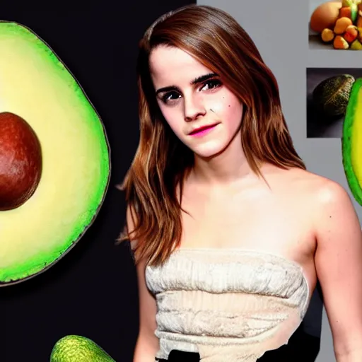 Image similar to emma watson as an avocado chair