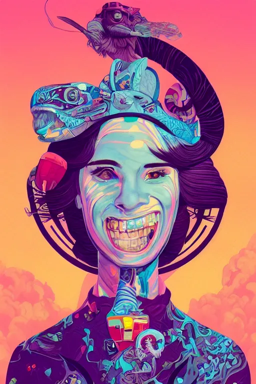 Image similar to a human smiling cute, Tristan Eaton, victo ngai, artgerm, RHADS, ross draws