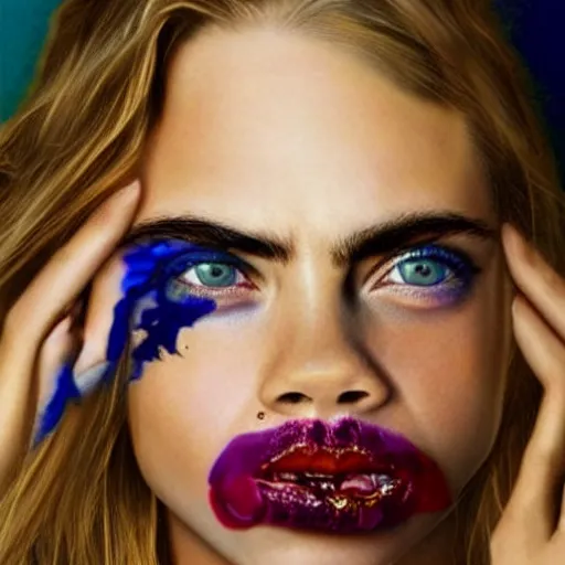 Image similar to hyper - realistic portrait of cara delevingne, 8 k, photo, art by david lachapelle