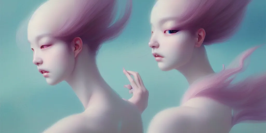 Image similar to breathtaking delicate detailed concept art painting creature, by hsiao - ron cheng, bizarre compositions, exquisite detail, pastel colors, 8 k