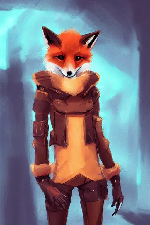 Prompt: a fox fursona, trending on artstation, by kawacy, furry art, digital art, cyberpunk