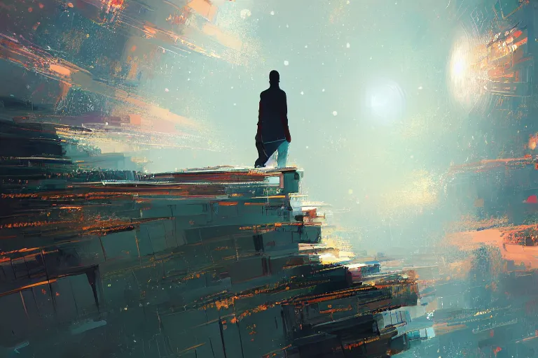 Prompt: « fractal core of the universe, vast math landscape, fractal creatures, by pascal campion, artstation »