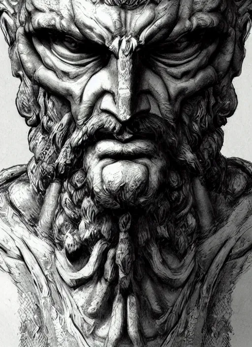 Prompt: close up concept art of an ancient greek character, by robert kirkman, by ayami kojima