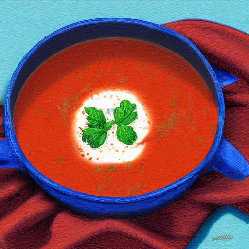 Image similar to Charles leclerc crying into a bowl of tomato soup, digital art, 8k