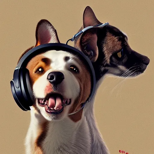 doge with headphones