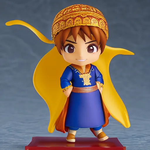 Image similar to side view, pixar aladdin as nendoroid, 8 k hd dof, kodak film,