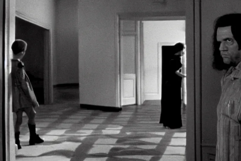 Prompt: a still from the movie the shining directed by billy wilder