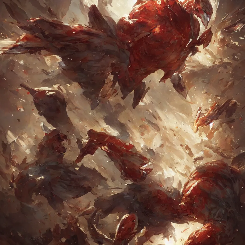 Image similar to super power, chicken, overdetailed art, by greg rutkowski, magic