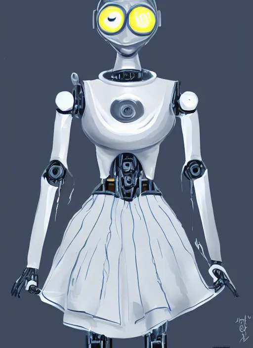 Prompt: a robot wearing a maid dress, full body shot, highly detailed, digital painting, artstation, concept art, smooth, sharp focus, illustration