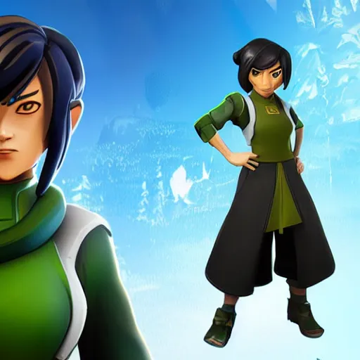 Image similar to toph beifong in fortnite, character render, full body shot, highly detailed, in game render