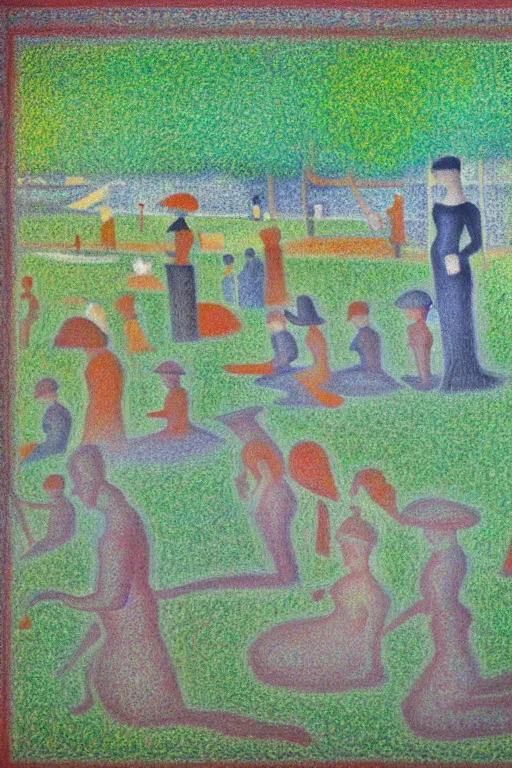 Prompt: a fluorescent crayon drawing by georges seurat