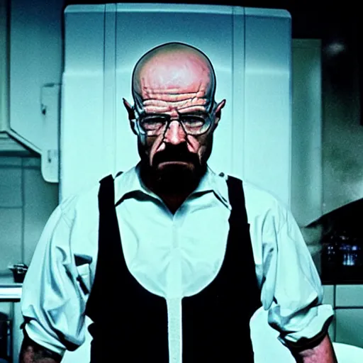 Prompt: walter white as venom, cooking meth