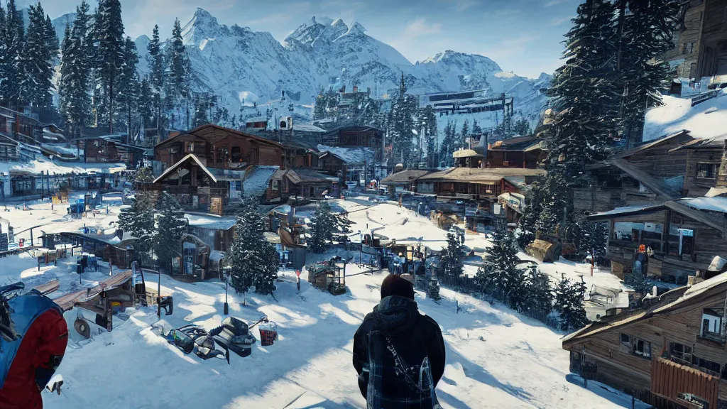 Image similar to Screenshot from Watchdogs at a ski resort