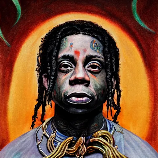 Prompt: lil wayne as an eldritch god, painted, high detail, sharp focus, 4 k